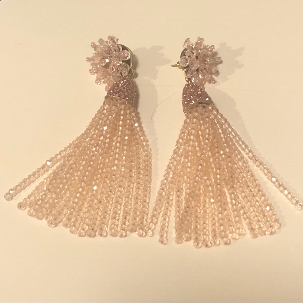 Light pink baublebar crystal tassels earrings